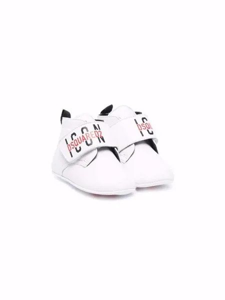 Dsquared2 Kids logo-print leather crib shoes