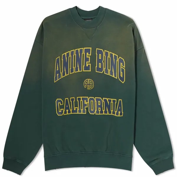 Свитшот Anine Bing Jaci With California Print, темно-зеленый
