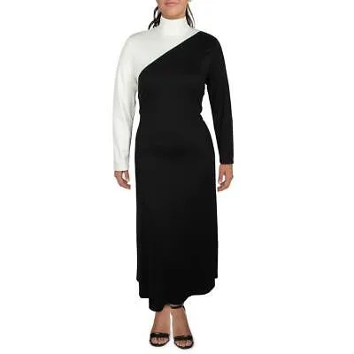 Женское вязаное вечернее платье макси с цветными блоками черного цвета слоновой кости Anne Klein XL BHFO 0539