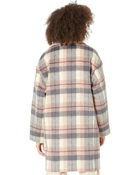 Пальто Sanctuary Single Breasted Wool Coat, цвет Pink/Grey Plaid