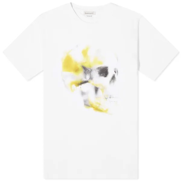 Футболка Alexander Mcqueen Obscured Skull Print, цвет White, Yellow & Black