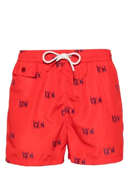 Kiton плавки-шорты с логотипом, красный