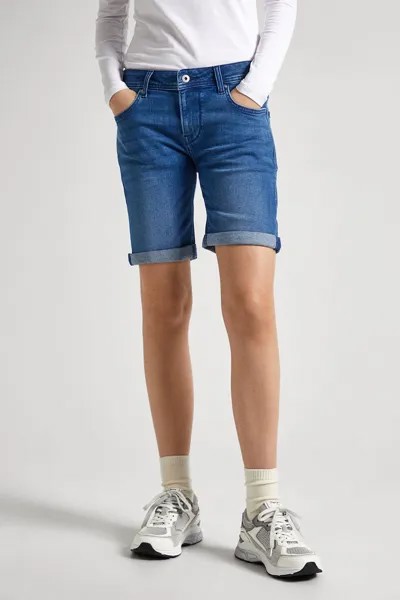 Короткие джинсы с закатанными манжетами Pepe Jeans London, синий