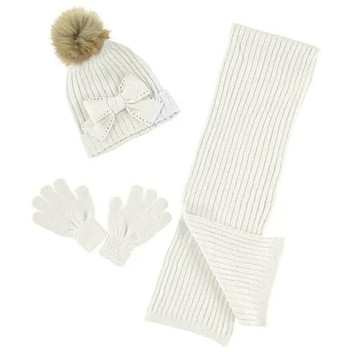 Шапка+шарф+перчатки Mayoral, Белый, 52