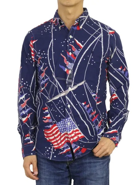 Polo Ralph Lauren LS Тонкая оксфордская рубашка на пуговицах с длинными рукавами и флагами, корабли