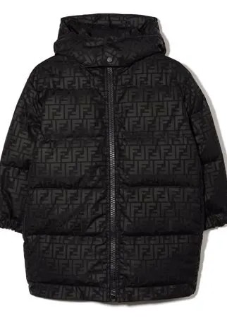 Fendi Kids стеганый пуховик с логотипом FF