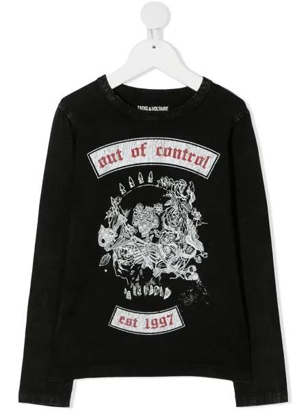 Zadig & Voltaire Kids футболка с длинными рукавами и графичным принтом