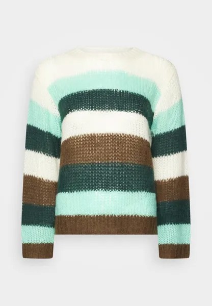 Джемпер Marc O'Polo Longsleeve, Round-Neck, Stripe, мульти/светло-зеленый шербет