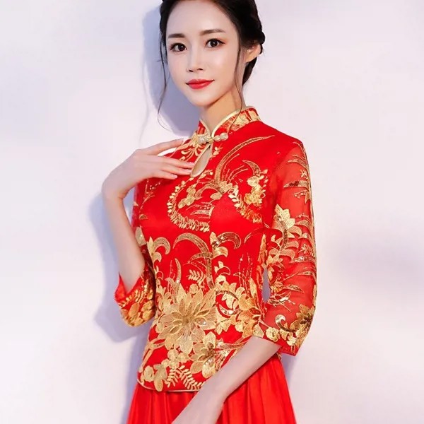 Платье Ципао женское вечернее с вышивкой, современное китайское свадебное традиционное, Восточное