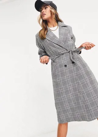 Макинтош в клетку с завязками на талии Parisian-Черный цвет