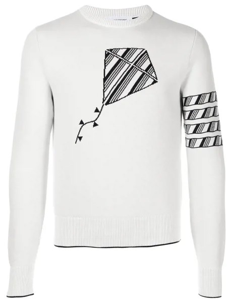 Thom Browne PULLOVER W/ KITE ICON JACQUARD & 4BAR IN COTTON