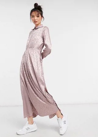 Платье миди из жаккарда цвета шампанского Urban Threads-Нейтральный