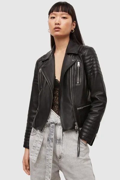 Кожаная куртка женская Allsaints WL018W черная 10