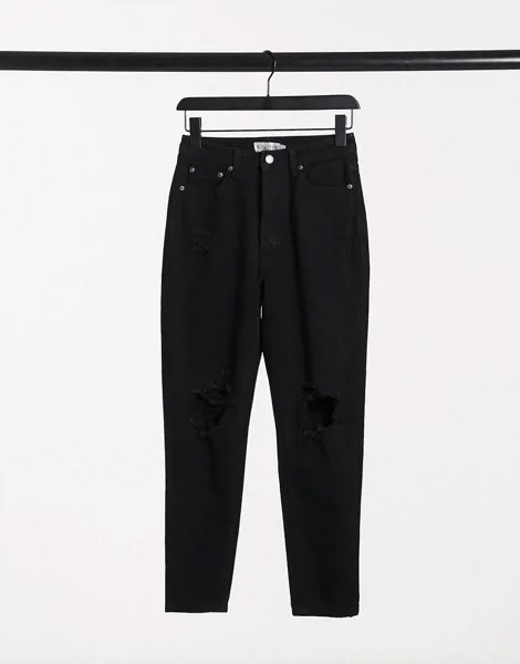 Черные укороченные джинсы с рваной отделкой In The Style x Jac Jossa-Черный