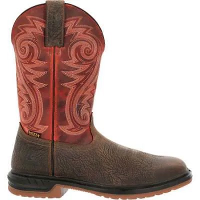 Rocky Worksmart Square Toe Cowboy Мужские коричневые, красные повседневные ботинки RKW0385