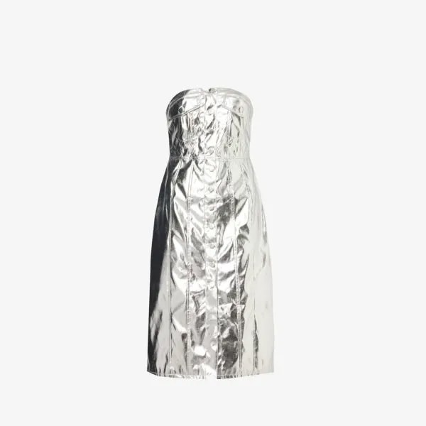 Платье миди из искусственной кожи с эффектом металлик bandeau Amy Lynn, серебряный