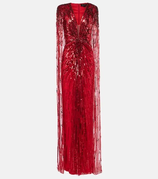 Платье с блестками Jenny Packham, красный