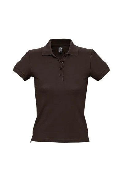 Рубашка поло из хлопка с короткими рукавами People Pique SOL'S, коричневый