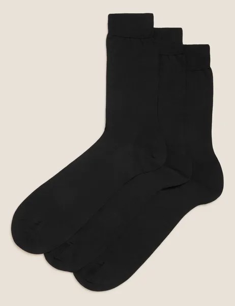 Носки из чистого хлопка, 3 шт. Marks & Spencer, черный