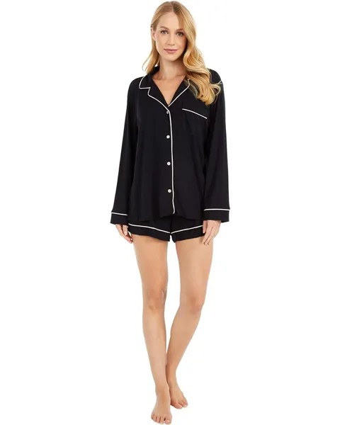 Пижама Eberjey Gisele - Long Sleeve Short, цвет Black/Sorbet Pink