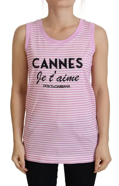 Эксклюзивная футболка DOLCE - GABBANA Белый Розовый CANNES Топ IT46 / US12 /XL Рекомендуемая розничная цена 600 долларов США