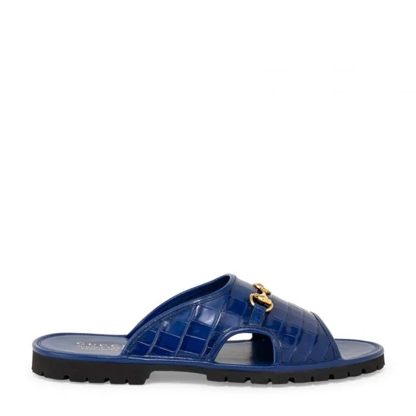 Сандалии GUCCI Horsebit slide sandals, синий