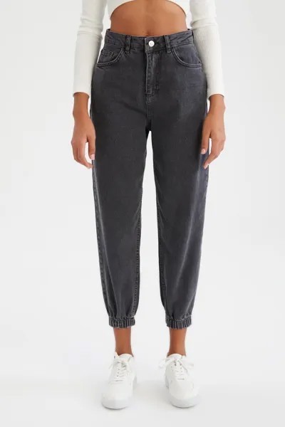 Джинсовые брюки-джоггеры с разрезом, 100 % хлопок DeFacto, серый