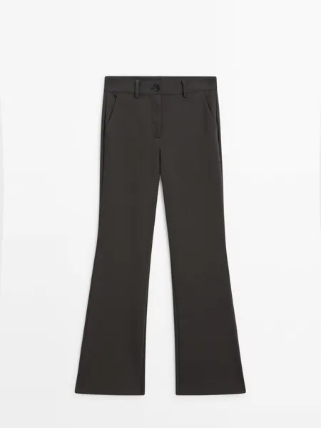 Укороченные расклешенные брюки скинни Massimo Dutti, зеленый