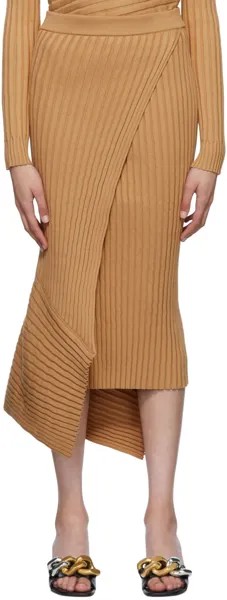 Светло-коричневая юбка-миди с завышенной талией Stella McCartney