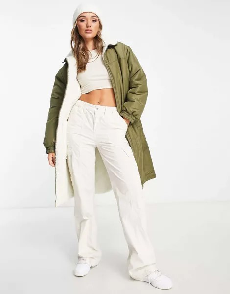 Двусторонняя парка борг цвета хаки ASOS