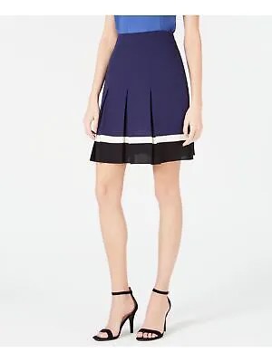 ANNE KLEIN Женская темно-синяя мини-плиссированная юбка с цветными блоками 10