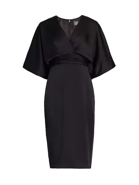 Атласное платье с V-образным вырезом Theia, черный