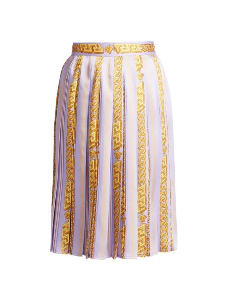 Плиссированная юбка-миди с цепочным принтом Versace, цвет Orchid Gold