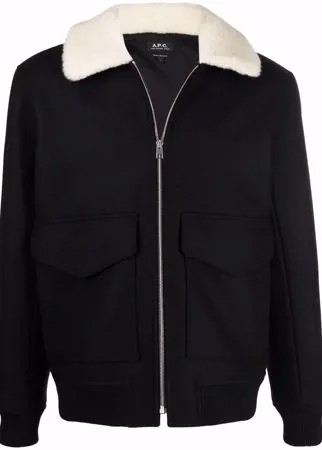A.P.C. куртка на молнии с контрастным воротником