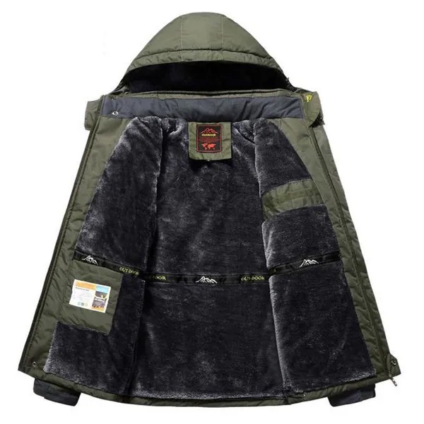 Зимний Руна Военные куртки Мужчины водонепроницаемый Outwear Парка Мужская Windbreaker Теплый плащ пальто