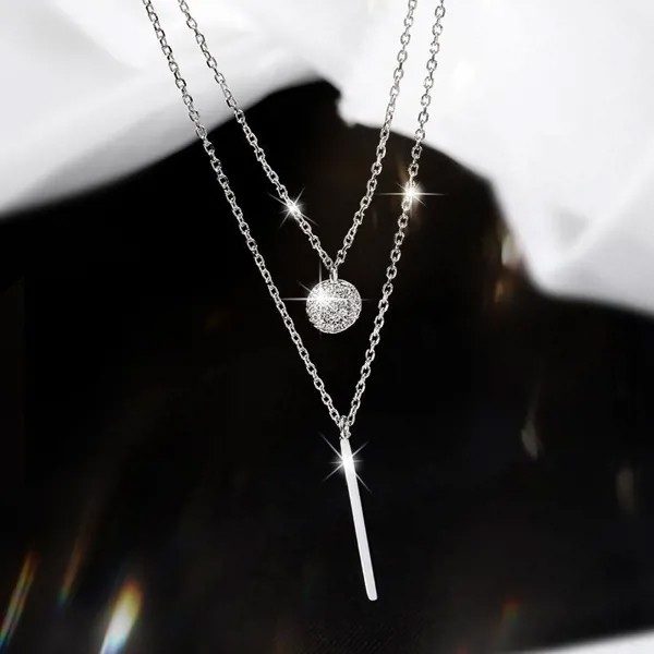 Мода Двухслойный кулон ожерелье Женщины Циркон Свадебное ожерелье День рождения Юбилейный подарок