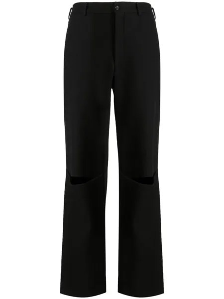 Comme des Garçons Homme Plus прямые брюки с вырезами, черный
