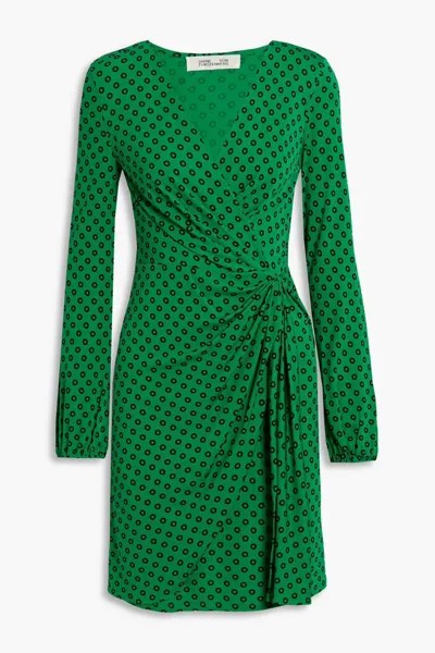 Платье мини из джерси с запахом Toronto и зебровым принтом Diane Von Furstenberg, зеленый