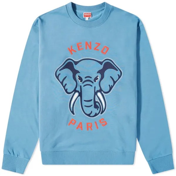 Классический спортивный свитер Kenzo Elephant Crew, голубой