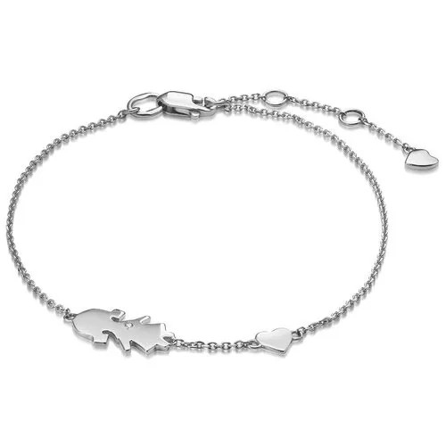 Браслет-цепочка Vesna jewelry, белое золото, 585 проба, родирование, бриллиант, длина 18.5 см.