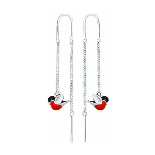 Серьги цепочки Diamant online, серебро, 925 проба, эмаль, длина 4 см