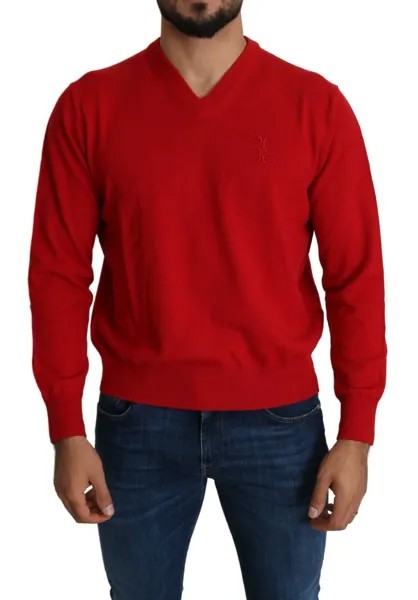 BILLIONAIRE COUTURE Свитер Красный шерстяной свитшот с v-образным вырезом Пуловер s. Рекомендованная цена XL: 1000 долларов США.