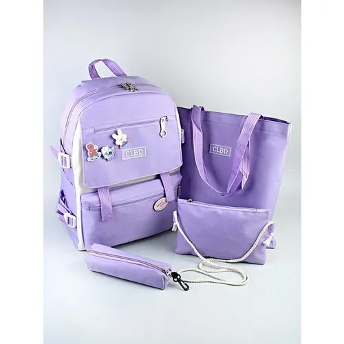 Комплект сумок шоппер , фактура матовая, фиолетовый