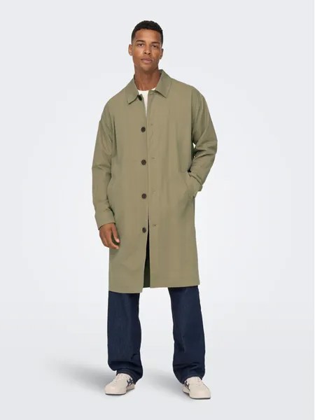 Пальто из линя стандартной посадки Only & Sons, зеленый