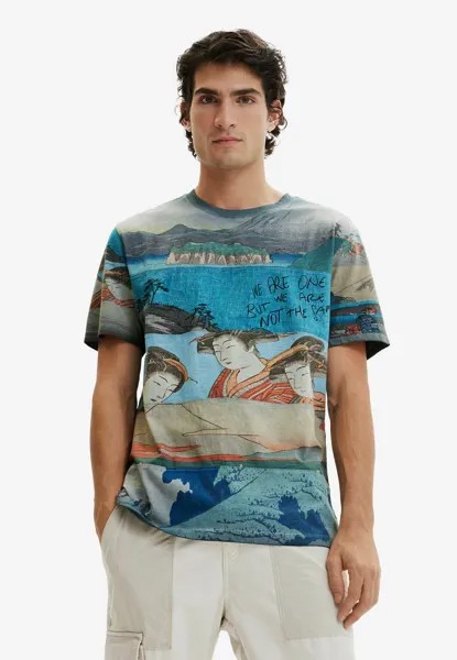 Футболка с принтом Desigual, коричневый
