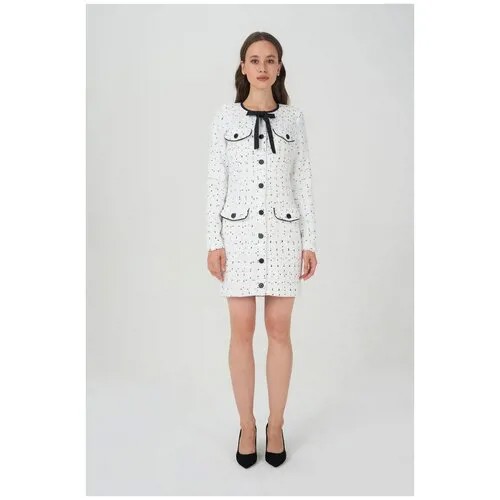 Платье твидовое на пуговицах Ennergiia AW23-TW05 Белый 48