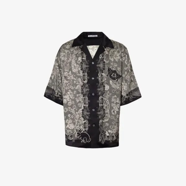 Атласная рубашка etez с цветочным принтом Acne Studios, черный