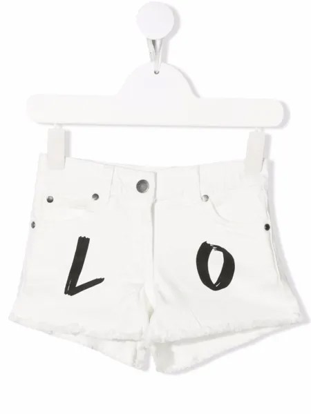 Stella McCartney Kids джинсовые шорты с принтом Love