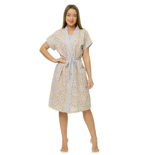 Комплект женский (халат, сорочка), цвет микс, размер 50