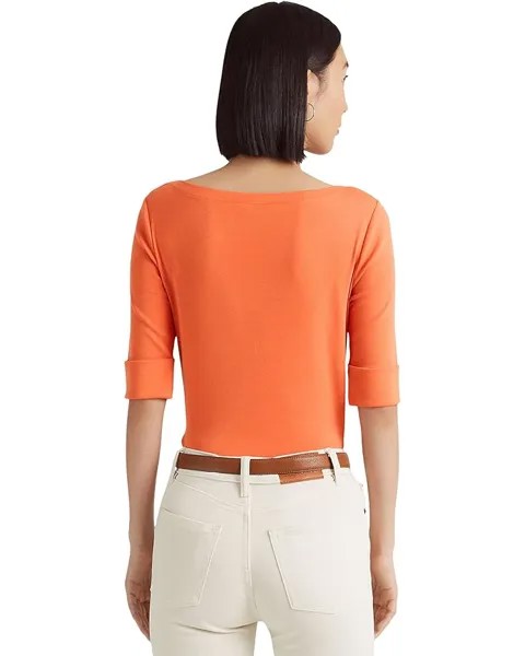 Топ LAUREN Ralph Lauren Stretch Cotton Boat Neck Top, цвет Canyon Orange